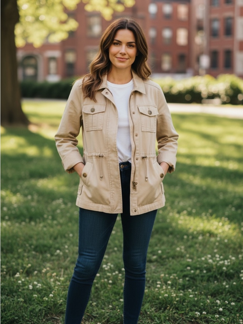 Women's Light Beige Utility Jacket